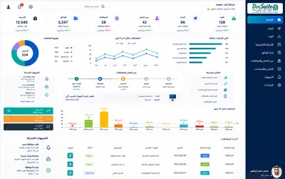 لوحة قيادة دوك سويت ون توضح المعاملات والتقارير